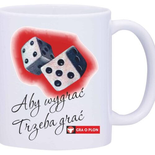 Kubek biały W18″Aby wygrać trzeba grać”