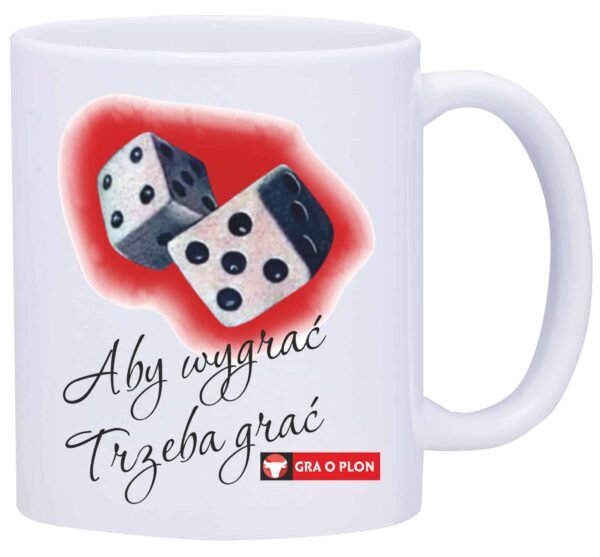 Kubek biały W18"Aby wygrać trzeba grać"